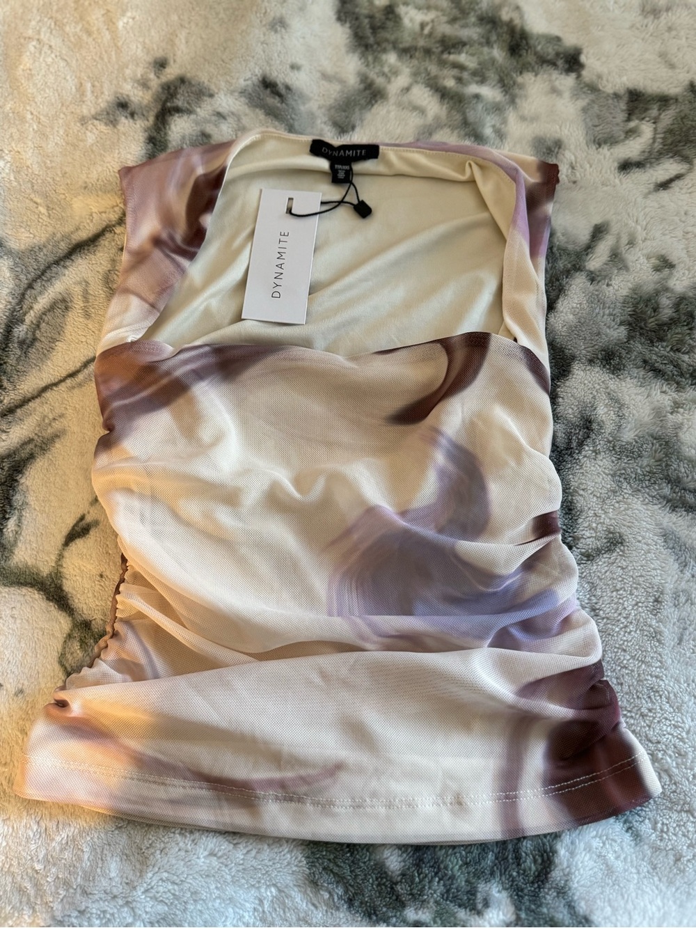 Dynamite Cream, Lavender & Brown Printed Sleeveless Camisole